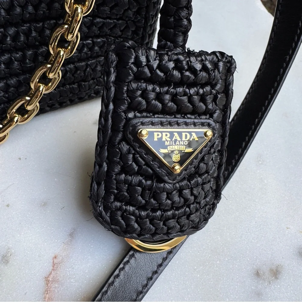 Prada Re-Edition Mini Crochet Raffia Crossbody Bag
